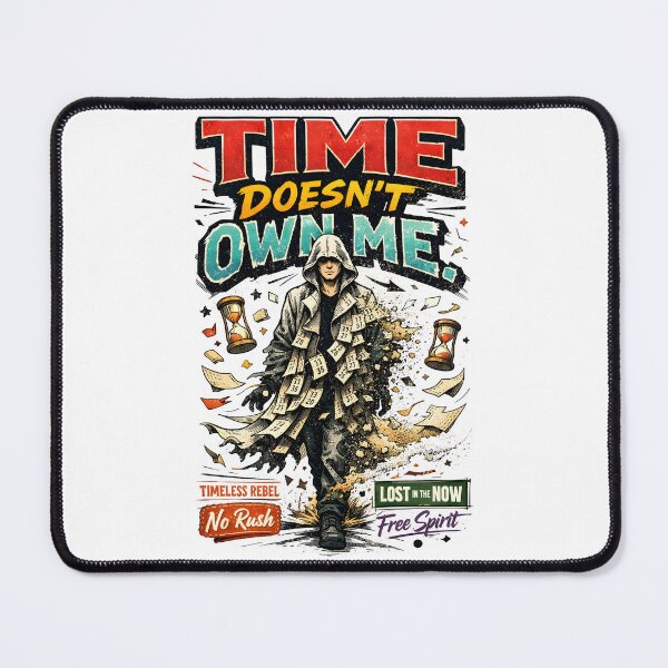 Item preview, TIME DOESN’T OWN ME - Timeless Rebel Hooded Streetwear Graphic - Vintage Comic Style Quote Art for Free Spirits and Non-Conformists - Aesthetic Retro Grunge Design for Wall Art and Apparel designed and sold by Vivaan Studio.