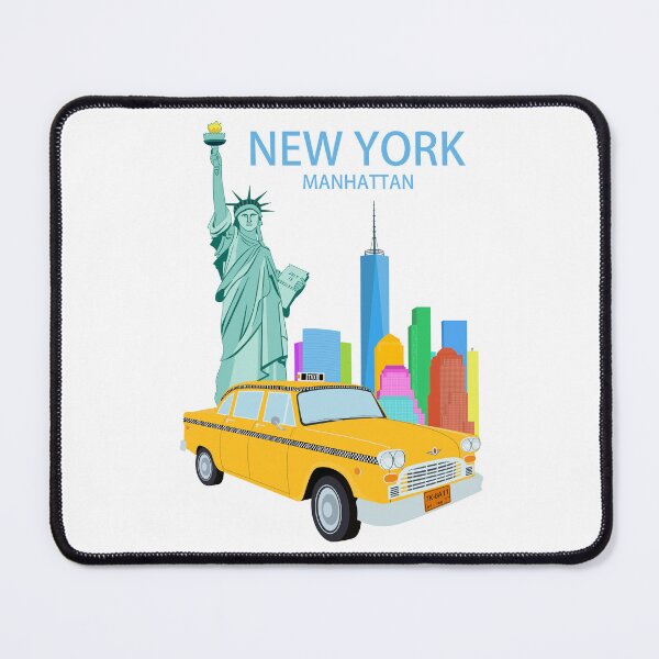 Item preview, New York City Illustration Manhattan Statue of Liberty and Taxi designed and sold by mizam.
