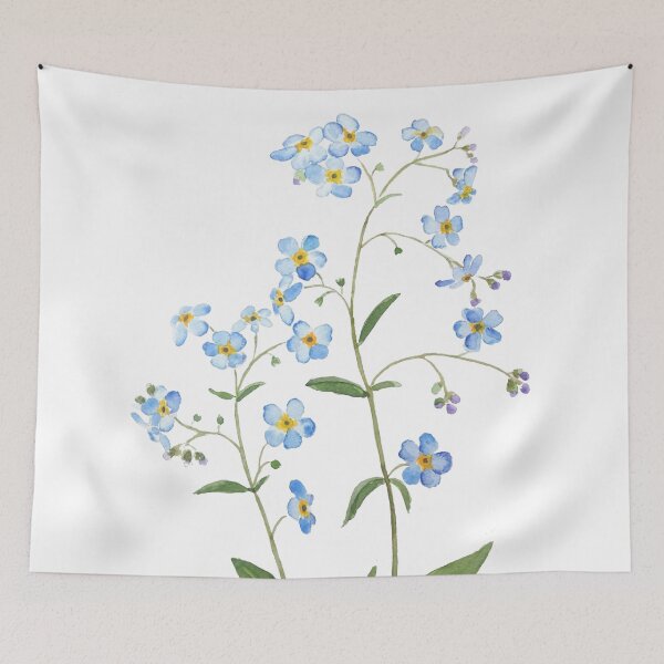 Item preview, hand painted blue forget me not flowers 2021 watercolor  designed and sold by ColorandColor.