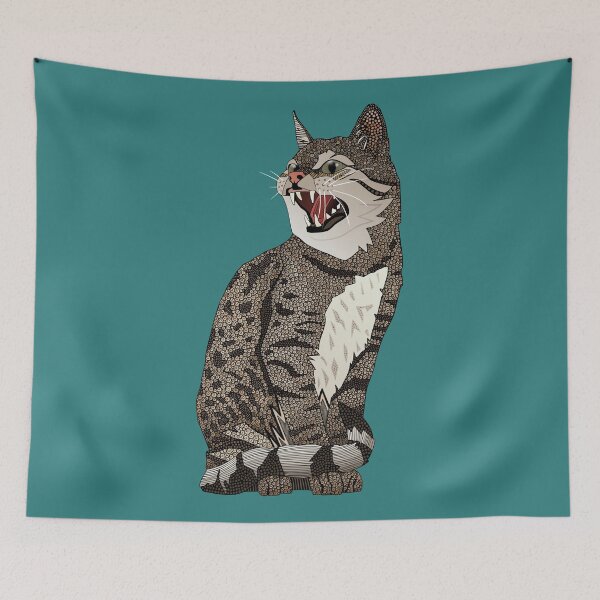 Item preview, Indian desert cat teal designed and sold by scrummy.