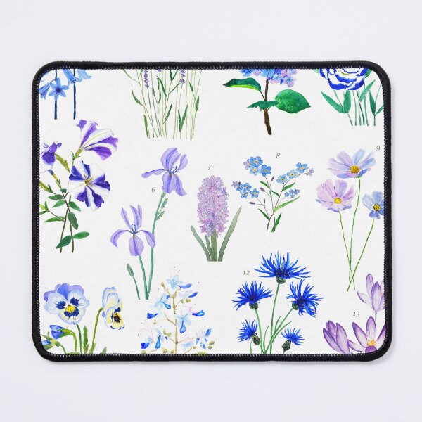Item preview, hand painted blue and purple  flower collection watercolor  designed and sold by ColorandColor.