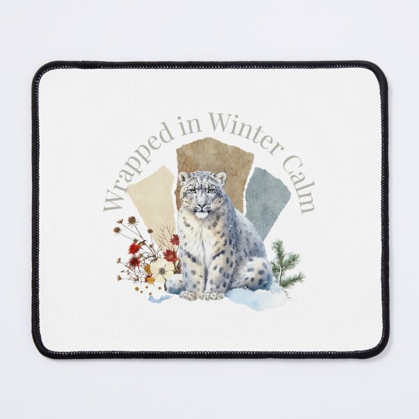 Item preview, Snow Leopard in Winter Calm With Wildflowers and Pine designed and sold by Furr-n-Purr.