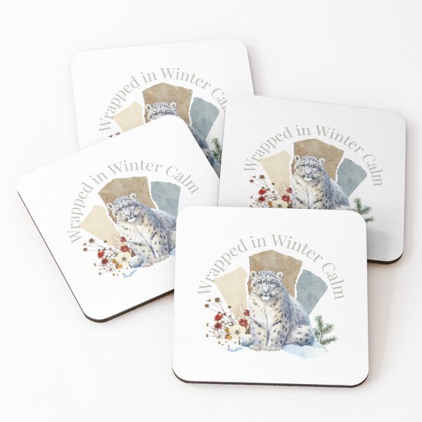 Item preview, Snow Leopard in Winter Calm With Wildflowers and Pine designed and sold by Furr-n-Purr.