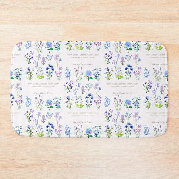 Item preview, hand painted blue and purple  flower collection watercolor  designed and sold by ColorandColor.