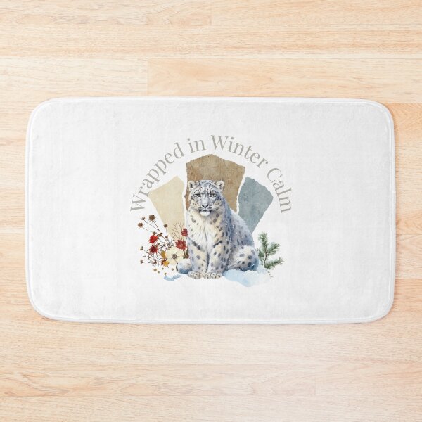 Item preview, Snow Leopard in Winter Calm With Wildflowers and Pine designed and sold by Furr-n-Purr.