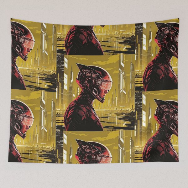 Item preview, Futuristic Robot Man in Space City – Product Collection designed and sold by Bittor18.