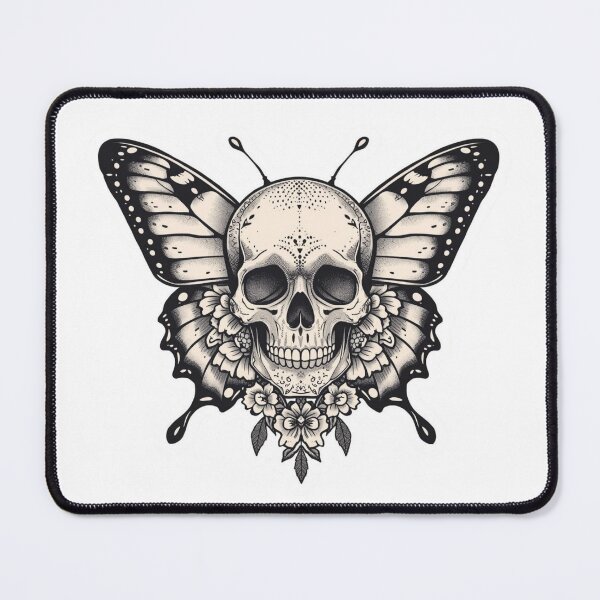 Item preview, Gothic Butterfly Skull Tattoo – Dark Floral Moth Wings Memento Mori Design designed and sold by LintonGriffin.