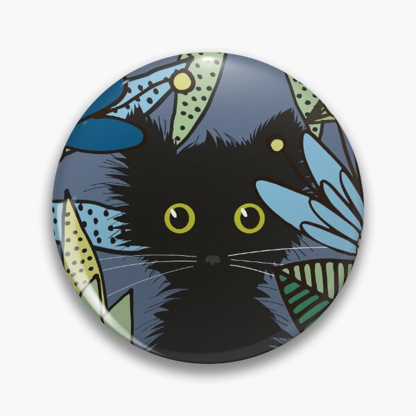 Item preview, Cat sitting in a blue flowerbed illustration designed and sold by FlowerFolie.