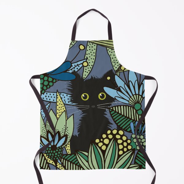 Item preview, Cat sitting in a blue flowerbed illustration designed and sold by FlowerFolie.