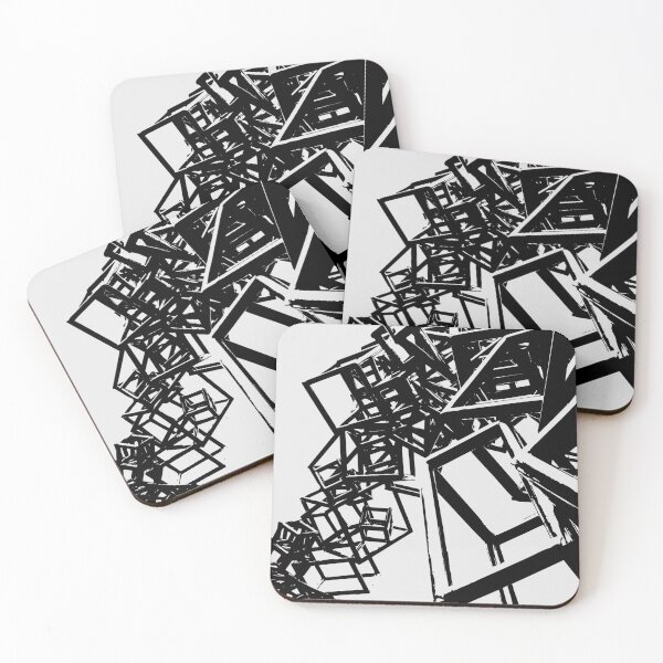 Item preview, Abstract Geometric Cube Structure Sketch Black and White designed and sold by HyunDam.