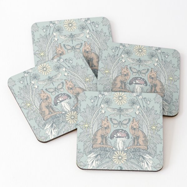 Item preview, cottagecore fox damask pale opal designed and sold by scrummy.