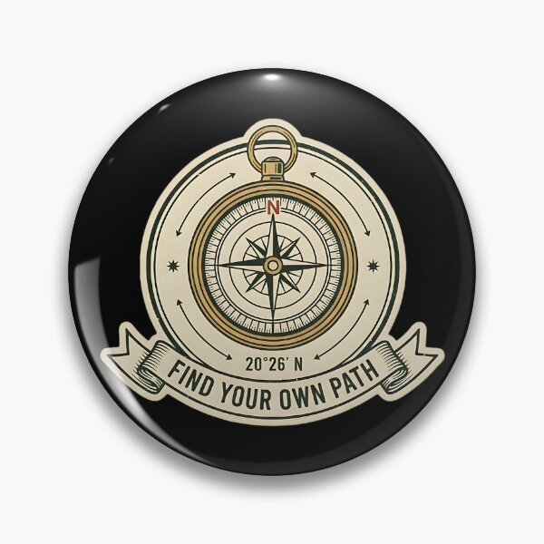 Item preview, Vintage Compass Navigation Badge Find Your Own Path designed and sold by Silent Watch Threads..