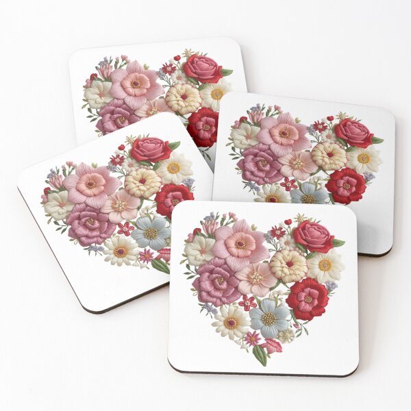Item preview, Flower Heart with faux embroidery Feminine Aesthetic Colorful Bouquet designed and sold by trieschman.