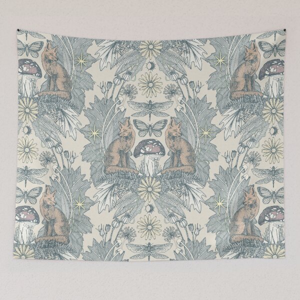 Item preview, cottagecore fox damask off white designed and sold by scrummy.