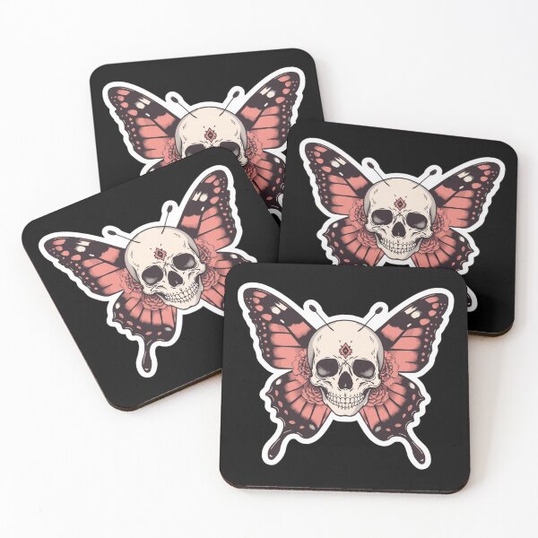 Item preview, Pink Gothic Butterfly Skull Tattoo – Dark Floral Pastel Goth Memento Mori Design designed and sold by LintonGriffin.