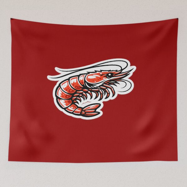 Item preview, Red Shrimp Illustration – Bold Seafood Sticker Design designed and sold by DrizzyV.