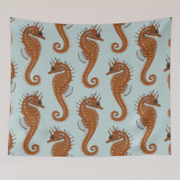 Item preview, seahorse celadon blue designed and sold by scrummy.