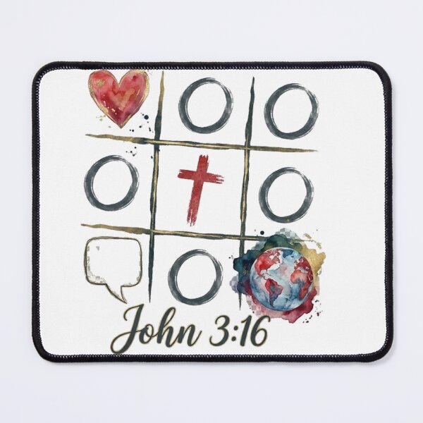 Item preview, John 3:16 Tic-Tac-Toe - Watercolor Cross Heart & Globe Faith Verse designed and sold by StillDow.