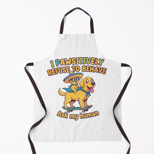 Item preview, I Pawsitively Refuse To Behave Ask My Human Funny Cat Riding Dog Skateboard Design designed and sold by Sushikidsntod.