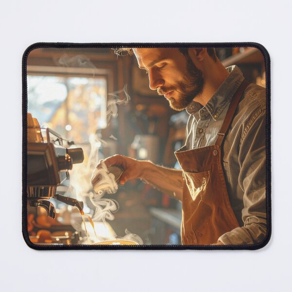 Item preview, Barista Creating Latte Art in a Cozy Cafe designed and sold by mcraft studio.