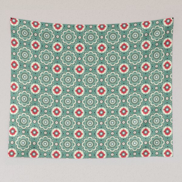 Item preview, Teal Mandala Floral Seamless Pattern designed and sold by UniqueDesign751.