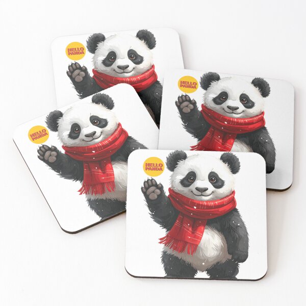 Item preview, Friendly Winter Panda Wearing a Red Scarf and Saying Hello designed and sold by mcraft studio.