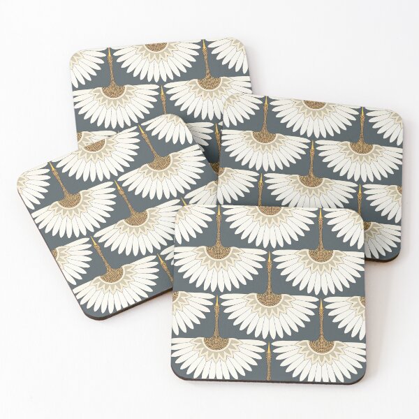 Item preview, art deco cranes obsidian gray designed and sold by scrummy.