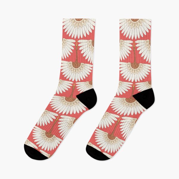 Item preview, art deco cranes coral designed and sold by scrummy.