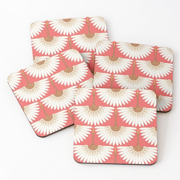 Item preview, art deco cranes coral designed and sold by scrummy.