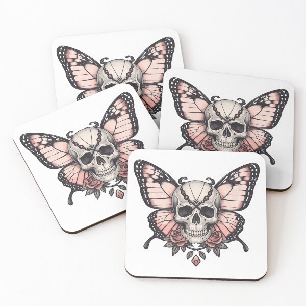 Item preview, Dark Romance Butterfly Skull Tattoo – Gothic Floral Rose Wings Pastel Goth Design designed and sold by LintonGriffin.