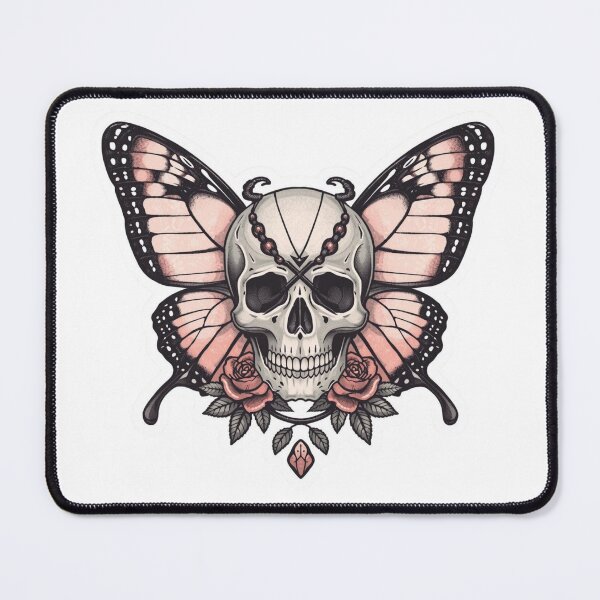 Item preview, Dark Romance Butterfly Skull Tattoo – Gothic Floral Rose Wings Pastel Goth Design designed and sold by LintonGriffin.