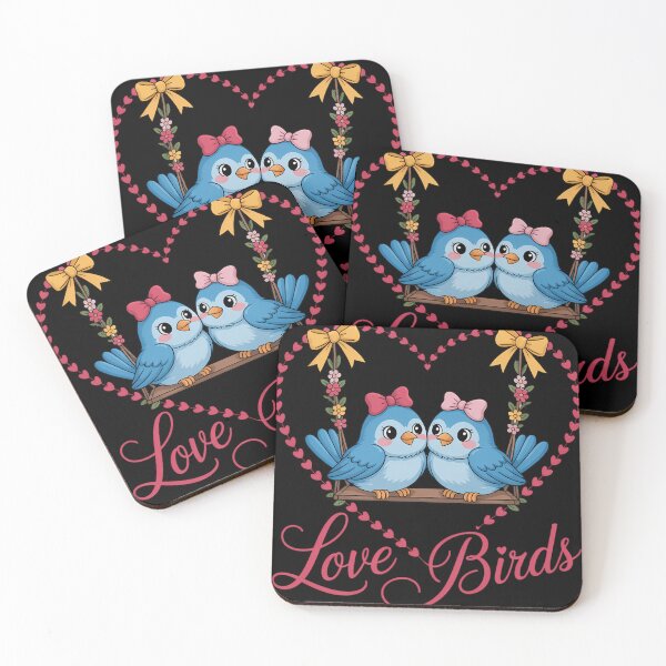 Item preview, 80_s Style Love Birds On Swing in Heart Flowers Bows designed and sold by tiemacopaxer.