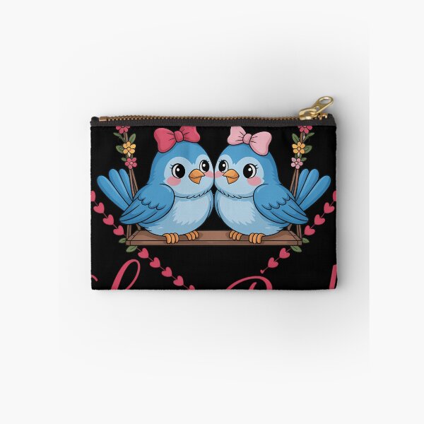 Item preview, 80_s Style Love Birds On Swing in Heart Flowers Bows designed and sold by tiemacopaxer.