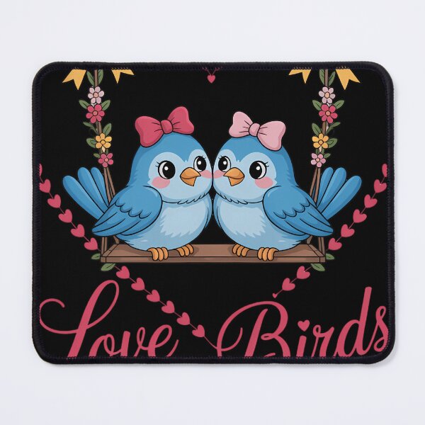 Item preview, 80_s Style Love Birds On Swing in Heart Flowers Bows designed and sold by tiemacopaxer.