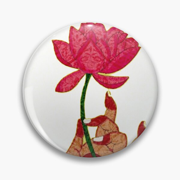 Item preview, Delicate Lotus Hand - Vibrant Indian Mudra Lotus Flower Art | Pink Lotus on Yellow with Hindi Typography designed and sold by Craft-Qasba .