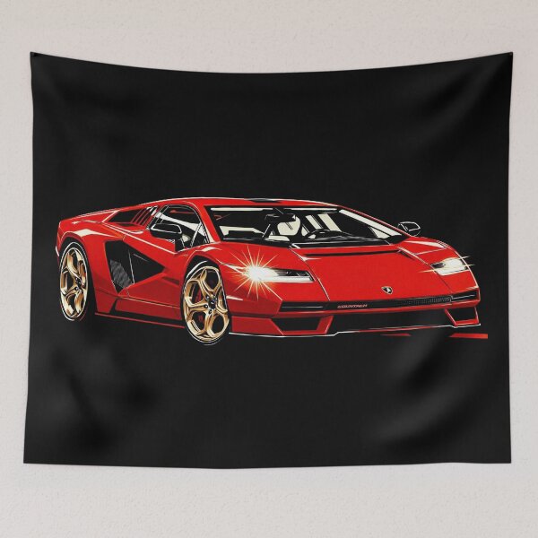 Item preview, Lamborghini Countach Red Supercar Illustration – Exotic Automotive Wall Art designed and sold by Stinky Lincy's Apparel Company.