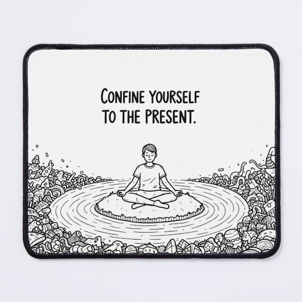 Item preview, Confine Yourself to the Present – Daily Stoic Quote by Marcus Aurelius | Mindfulness Illustration designed and sold by artbibun.
