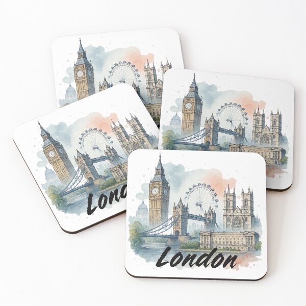 Item preview, Watercolor of London with its monuments designed and sold by creativelolo.