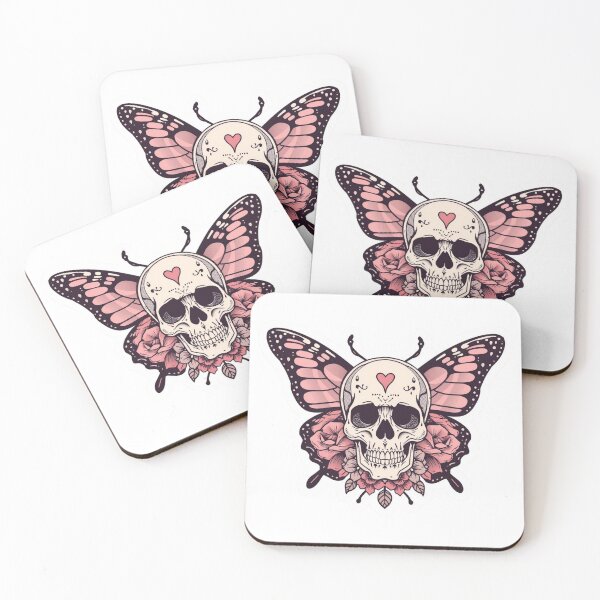 Item preview, Heart Butterfly Skull Tattoo – Romantic Gothic Rose Wings Pastel Goth Design designed and sold by LintonGriffin.