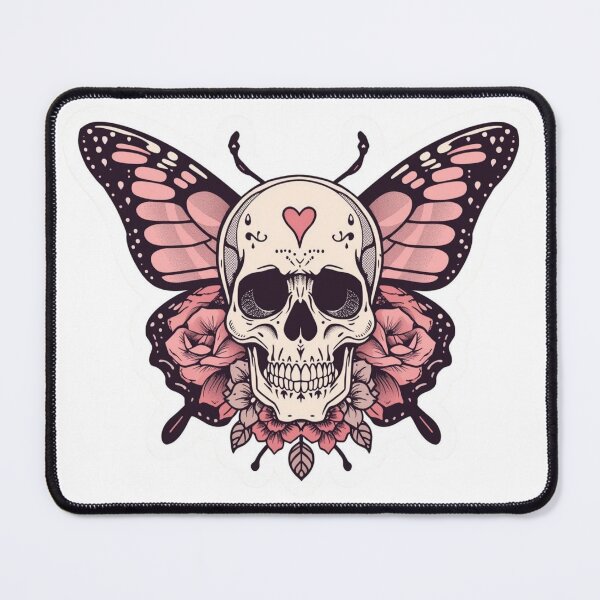 Item preview, Heart Butterfly Skull Tattoo – Romantic Gothic Rose Wings Pastel Goth Design designed and sold by LintonGriffin.