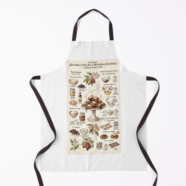 Artikelvorschau, Rezeptinfografik für handgemachte Schokoladen- und Marshmallow-Kekse im Vintage-Stil entworfen und verkauft von CharlieDesings.