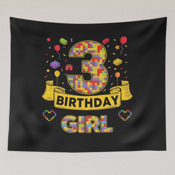 Item preview, 3rd Birthday Girl Shirt – Colorful Building Blocks Birthday T-Shirt | Birthday Number Series designed and sold by GreatLion1017.