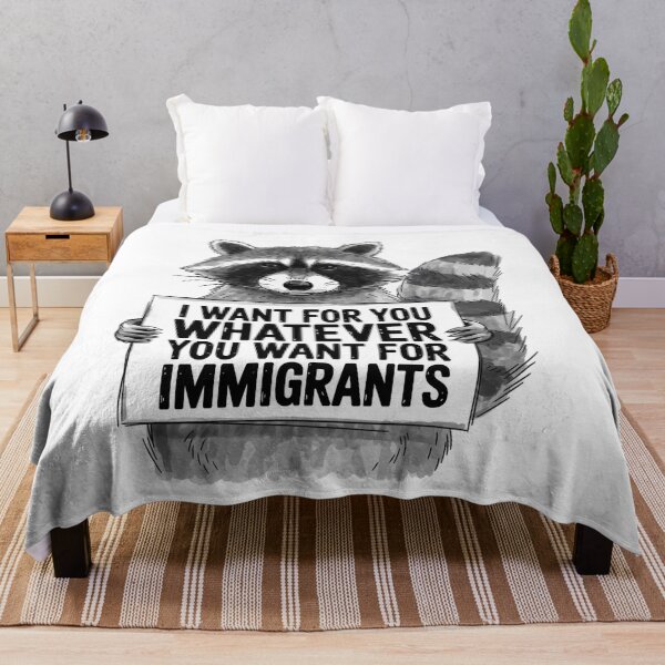 Item preview,  I Want For You Whatever You Want For Immigrants Unique Hand-Drawn Raccoon designed and sold by ketkacreations.