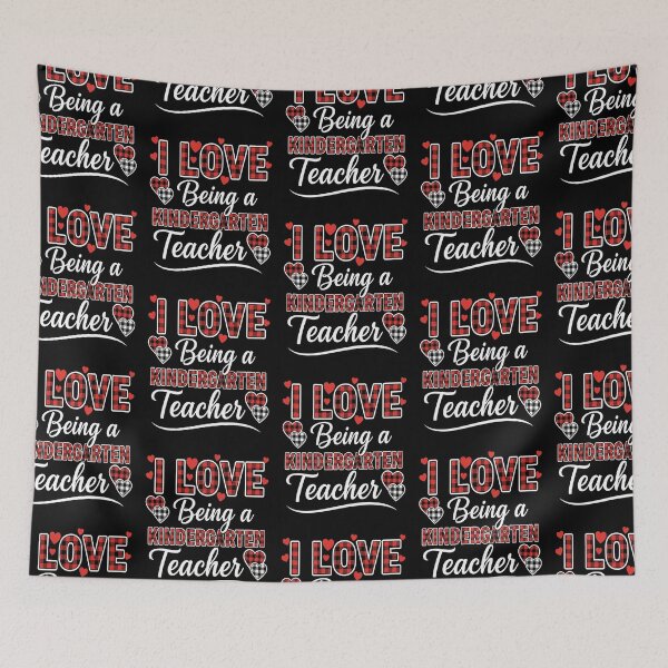 Item preview, I Love Being a Kindergarten Teacher Plaid Hearts Art designed and sold by FreeArt2.
