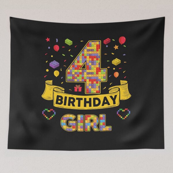 Item preview, 4th Birthday Girl Shirt – Colorful Building Blocks Birthday T-Shirt | Birthday Number Series designed and sold by GreatLion1017.