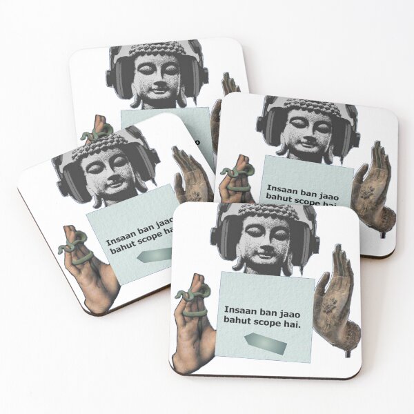 Item preview, Insaan Ban Jao Bahut Scope Hai - Buddha with Headphones Snake Meme Art | Hindi Funny Spiritual Quote designed and sold by Craft-Qasba .