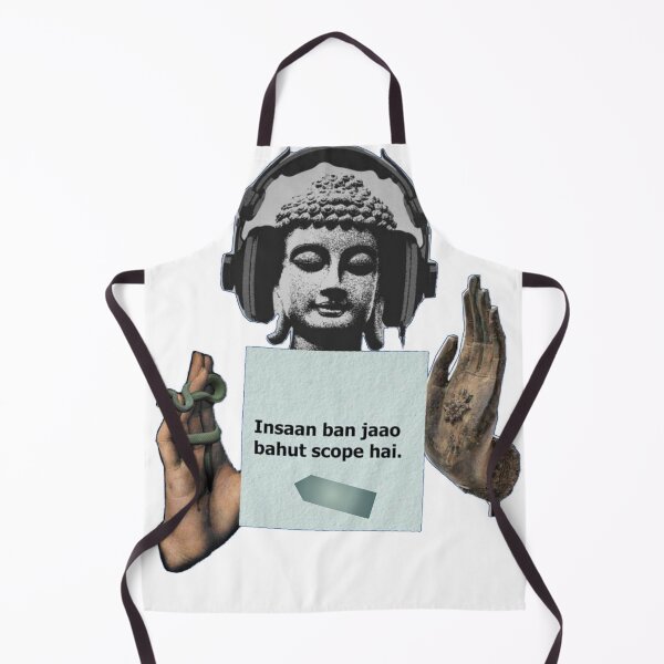 Item preview, Insaan Ban Jao Bahut Scope Hai - Buddha with Headphones Snake Meme Art | Hindi Funny Spiritual Quote designed and sold by Craft-Qasba .
