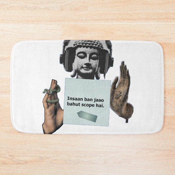 Item preview, Insaan Ban Jao Bahut Scope Hai - Buddha with Headphones Snake Meme Art | Hindi Funny Spiritual Quote designed and sold by Craft-Qasba .