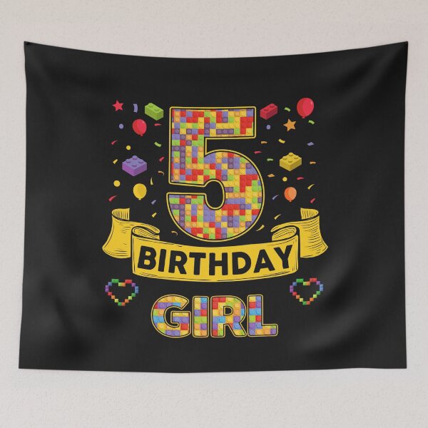 Item preview, 5th Birthday Girl Shirt – Colorful Building Blocks Birthday T-Shirt | Birthday Number Series designed and sold by GreatLion1017.