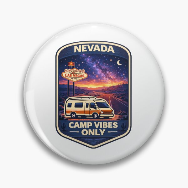Item preview, Nevada Camp Vibes Only – Desert Highway Road Trip Camper Badge designed and sold by Purdiole-art.